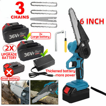 6 inch Mini Cordless Electric Chainsaw with 2 Batteries Lightweight