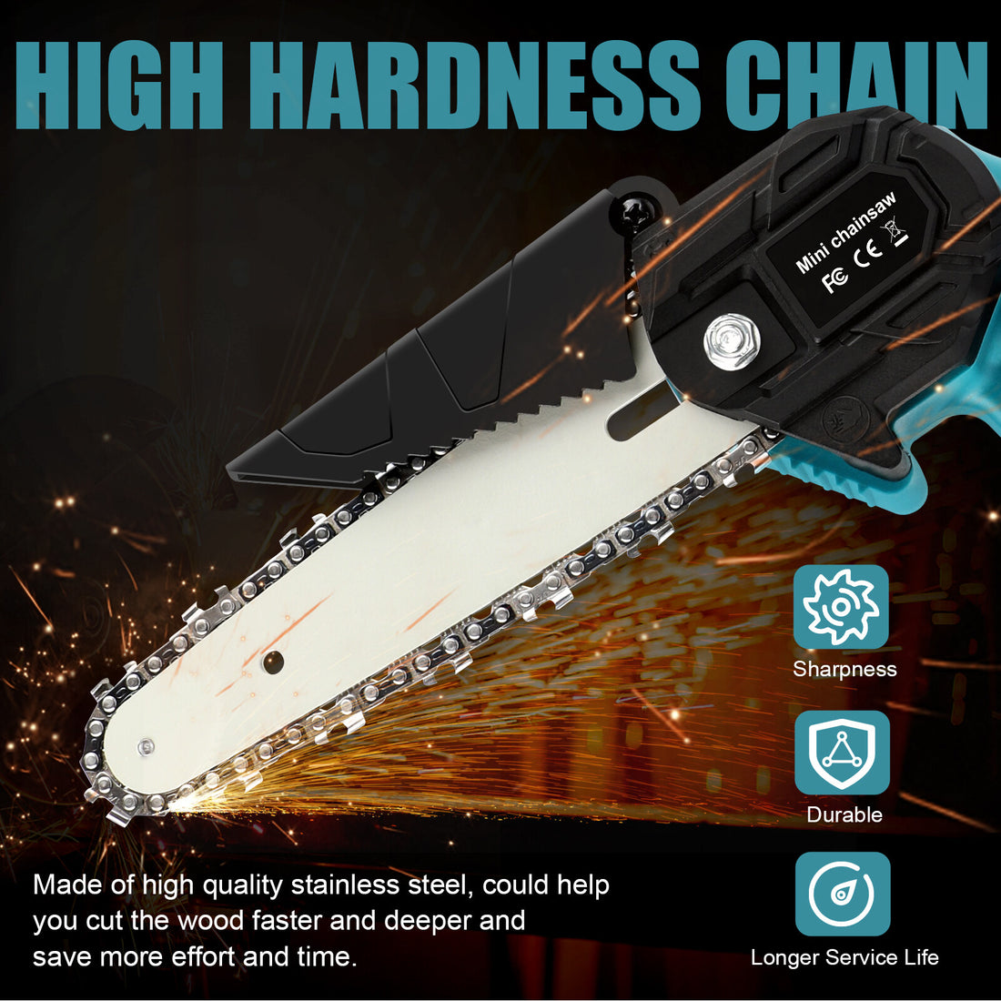Compact Cordless Mini Chainsaw 4 and 6 inch 2 Batteries Lightweight