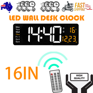 Vortaz LED Digital Wall Clock with Temperature Calendar 16 inch Orange