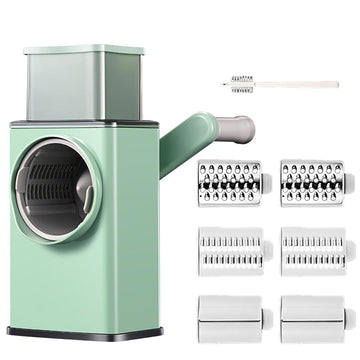 Rotary Vegetable Chopper 4-Function 3 Blades Green
