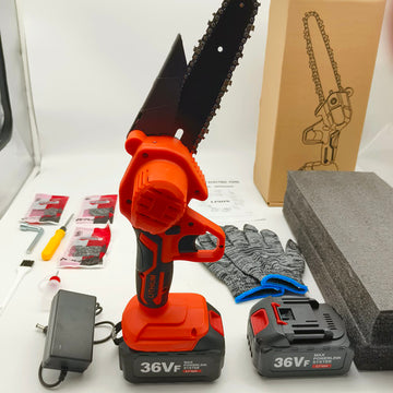Orange Mini Cordless Chainsaw 6 inch 0.7kg Lightweight