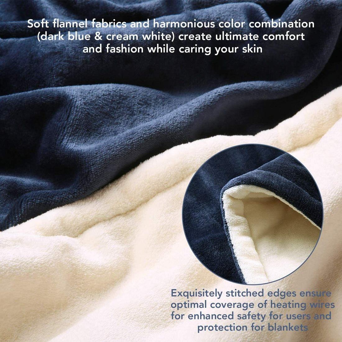 Vortaz Electric Heated Throw Rug Coral Fleece 160x130cm Blue