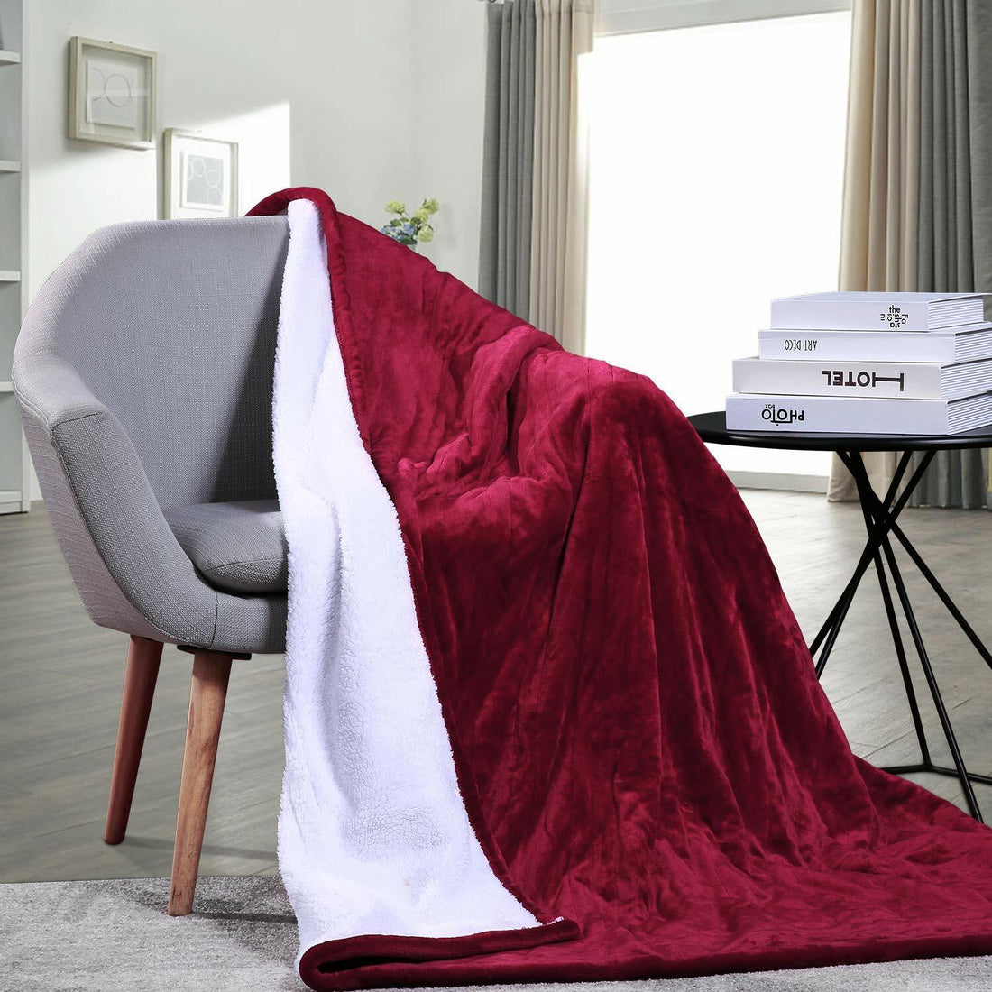 Flannel Electric Heated Throw Rug 240GSM Coral Fleece Red
