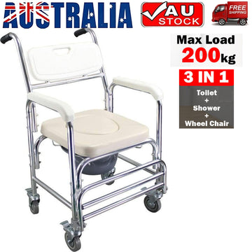 Vortaz Mobile Shower Commode Chair 3-in-1 Aluminum 200kg