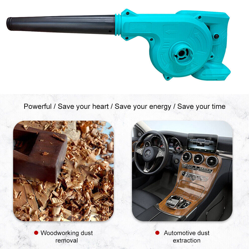 Cordless Electric Leaf Blower 18V Makita Battery Dust Blower Green
