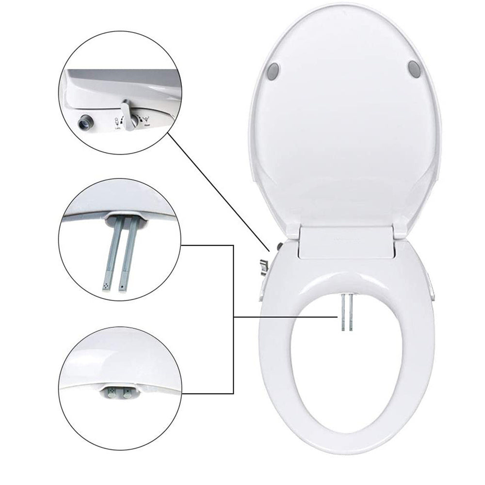 Vortaz Bidet Toilet Seat Dual Nozzle Spray D-Cover White