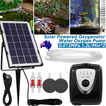 Solar Powered Rechargeable Air Pump for Aquarium and Pond Aeration