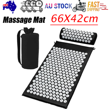 Black Acupressure Mat and Pillow Set for Yoga and Pain Relief