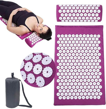 Purple Acupressure Mat and Pillow Set for Yoga and Pain Relief