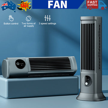 Rechargeable Mini Desk Fan 3 Speed USB Portable Tower Fan 100mm White