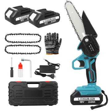 6 inch Mini Cordless Electric Chainsaw with 2 Batteries Lightweight