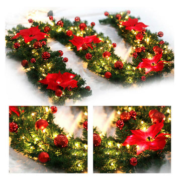Red LED Christmas Garland 2.7m with Fairy Lights