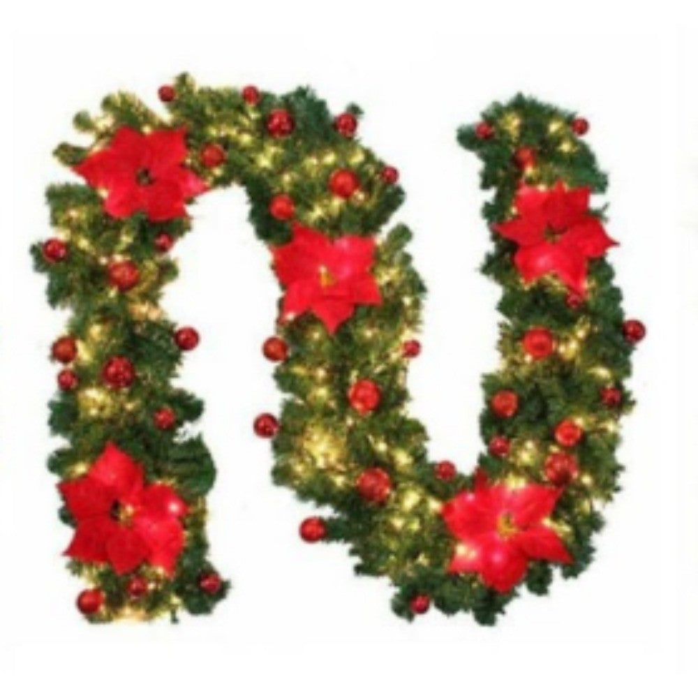 Red LED Christmas Garland 2.7m with Fairy Lights