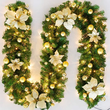 Golden LED Christmas Garland 2.7m with Fairy Lights