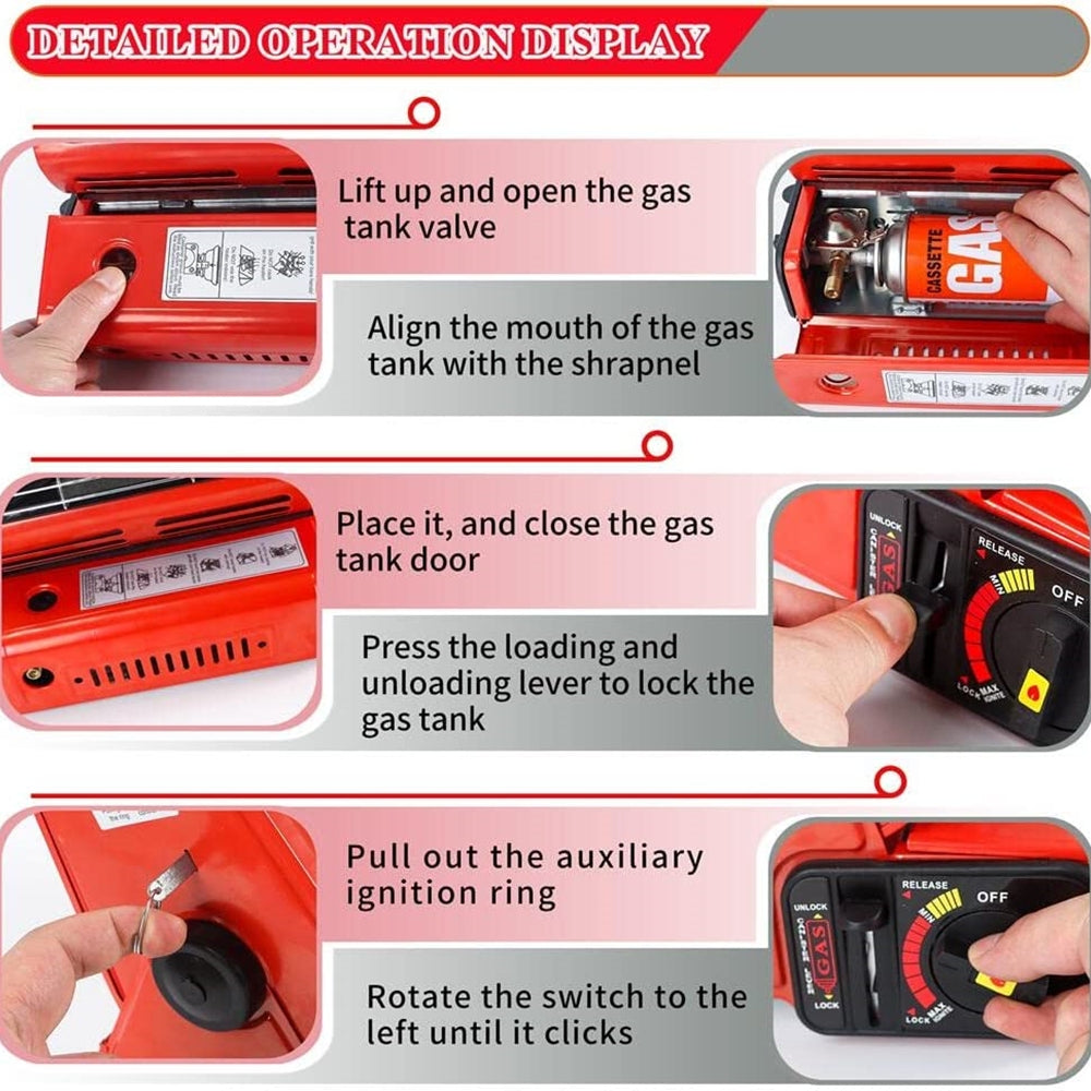 Camping Portable Butane Gas Heater Red