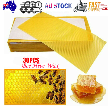 30 Pack Beeswax Honeycomb Foundation Sheets 195x415mm for Beekeeping
