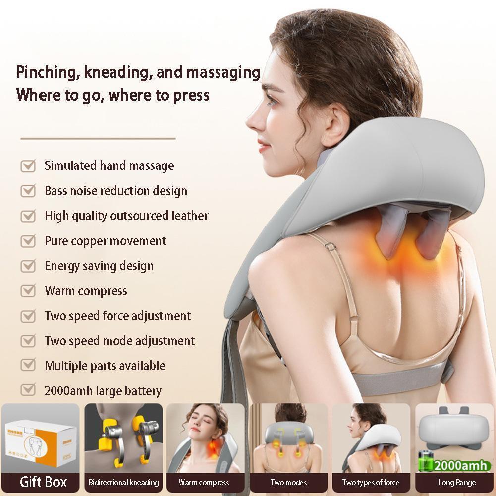 Goletsure Neck and Shoulder Massager with Heat Deep Kneading Grey