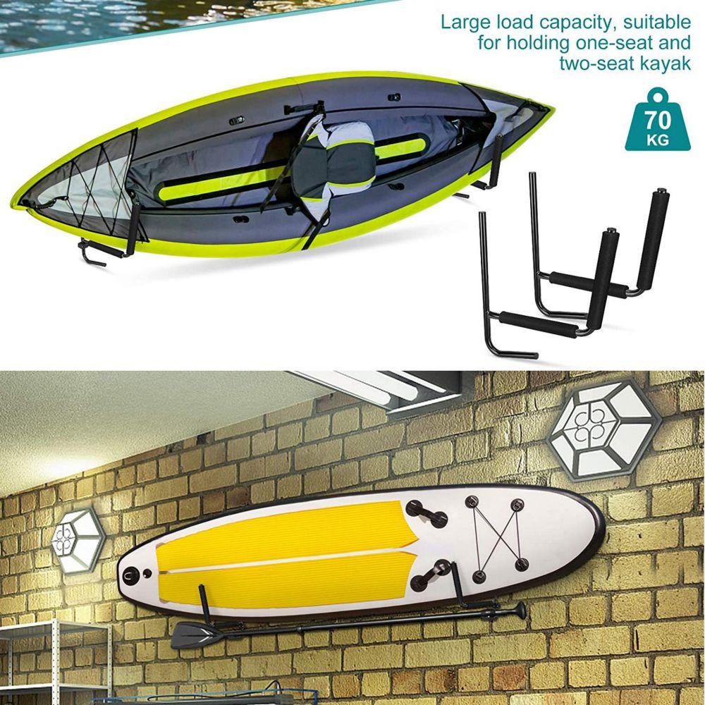 2-Piece Kayak Wall Rack Carbon Steel 70kg Capacity Black