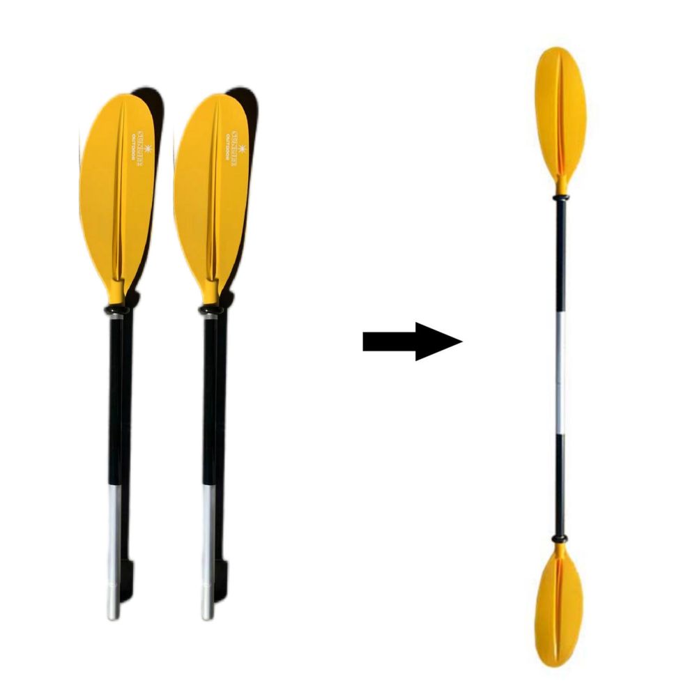 2-Piece Adjustable Kayak Paddle Split Shaft 222cm Yellow