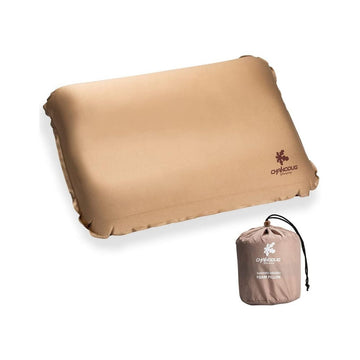 Self Inflating Camping Pillow Ergonomic 3D Support Gold