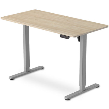 FORTIA Electric Standing Desk Light Oak 120cm Silver Frame