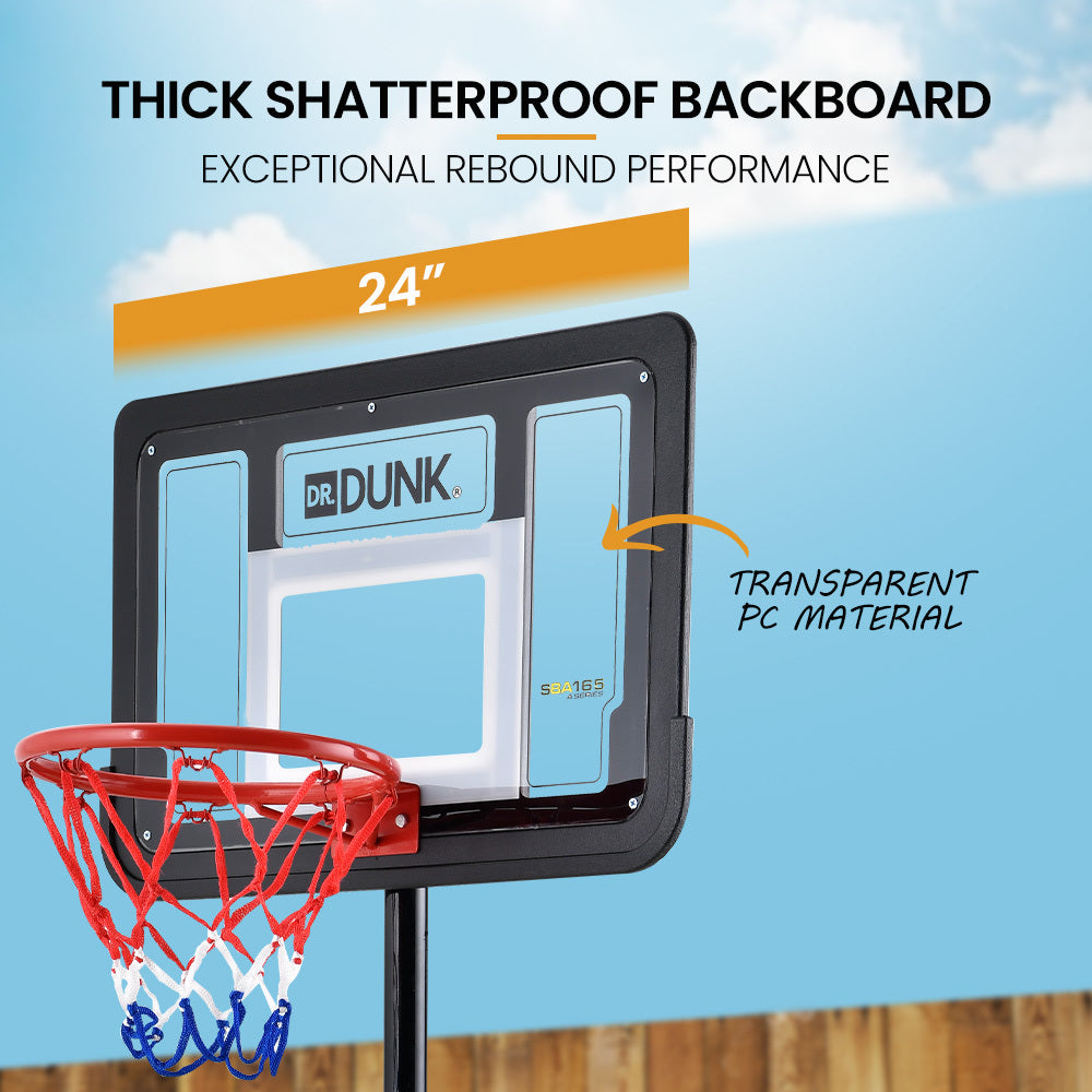 Dr. Dunk Kids Basketball Hoop Stand Portable Height Adjustable 1.15-1.60m