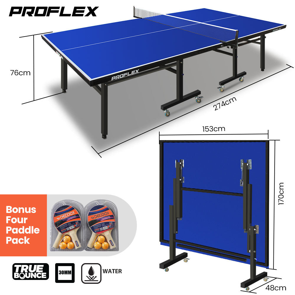 Proflex Foldaway Table Tennis Table with Ball Pack Blue