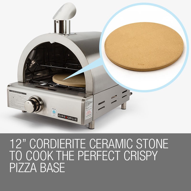 EuroGrille Portable Pizza Oven LPG Gas for Camping and Backyard Stainless Steel