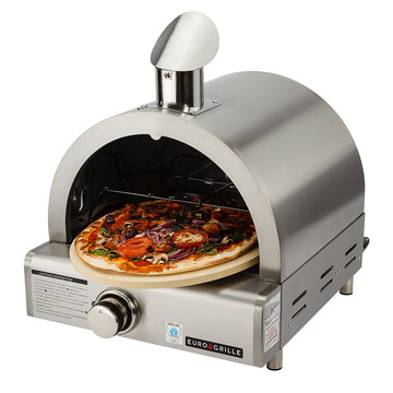EuroGrille Portable Pizza Oven LPG Gas for Camping and Backyard Stainless Steel