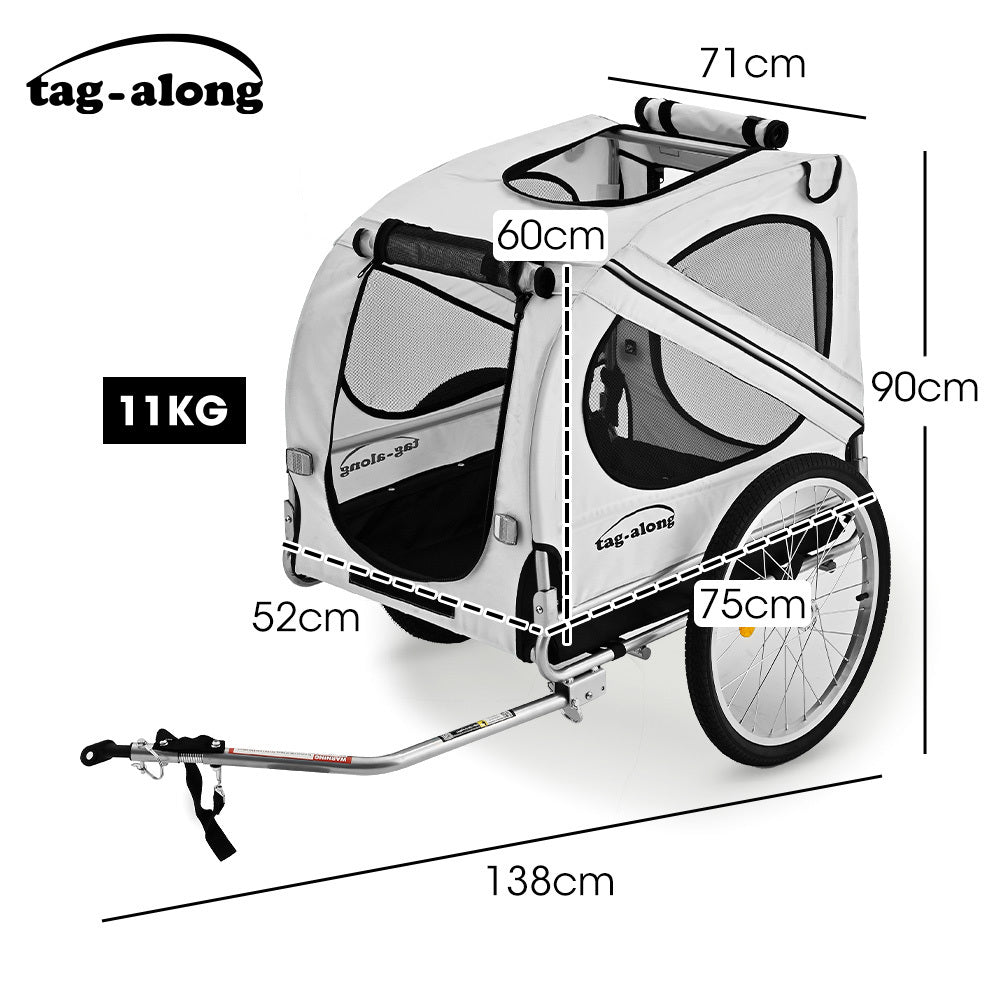 Tag Along Pet and Cargo Bike Trailer for Dogs Grey