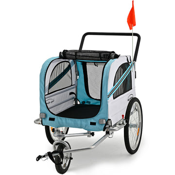 Tag Along 2-in-1 Pet Bike Trailer and Stroller Blue