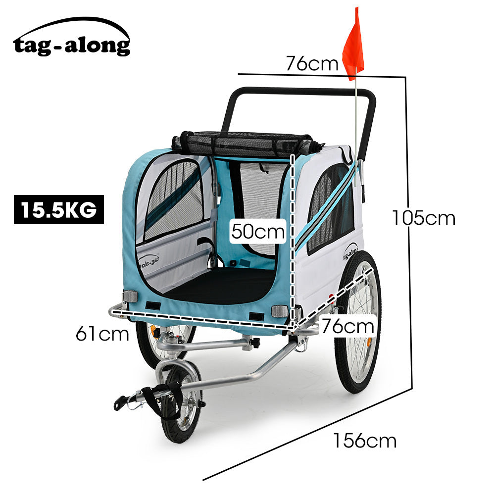 Tag Along 2-in-1 Pet Bike Trailer and Stroller Blue