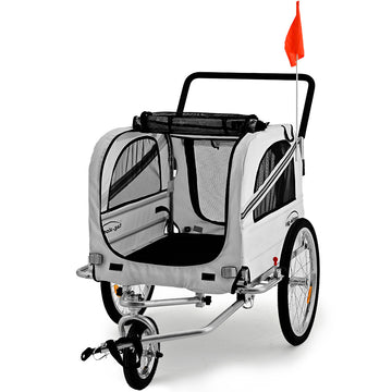 Tag Along 2-in-1 Pet Bike Trailer and Stroller Grey