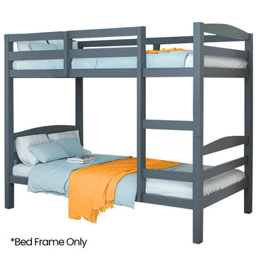 Kingston Slumber Solid Pine Single Bunk Bed Frame Converts to 2 Beds Grey
