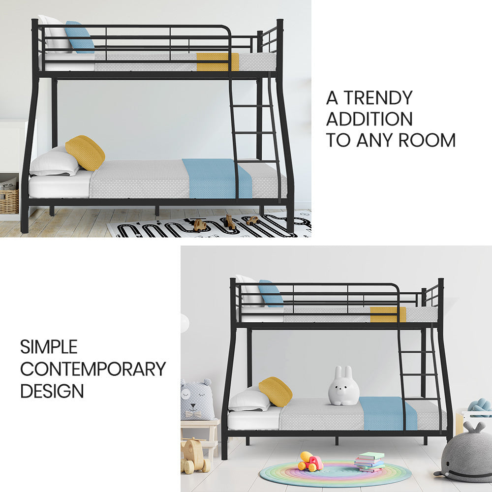 Kingston Slumber Metal Single Over Double Bunk Bed Dark Grey 150kg