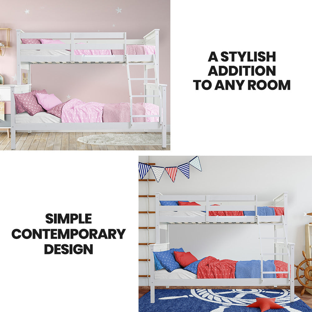 Kingston Slumber Triple Wooden Single Over Double Bunk Bed White
