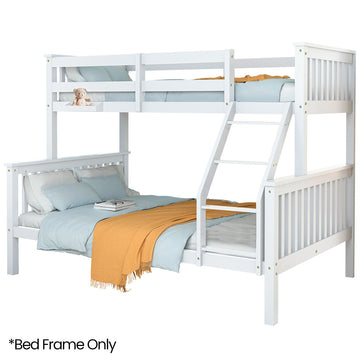 Kingston Slumber Solid Pine Single Over Double Bunk Bed White