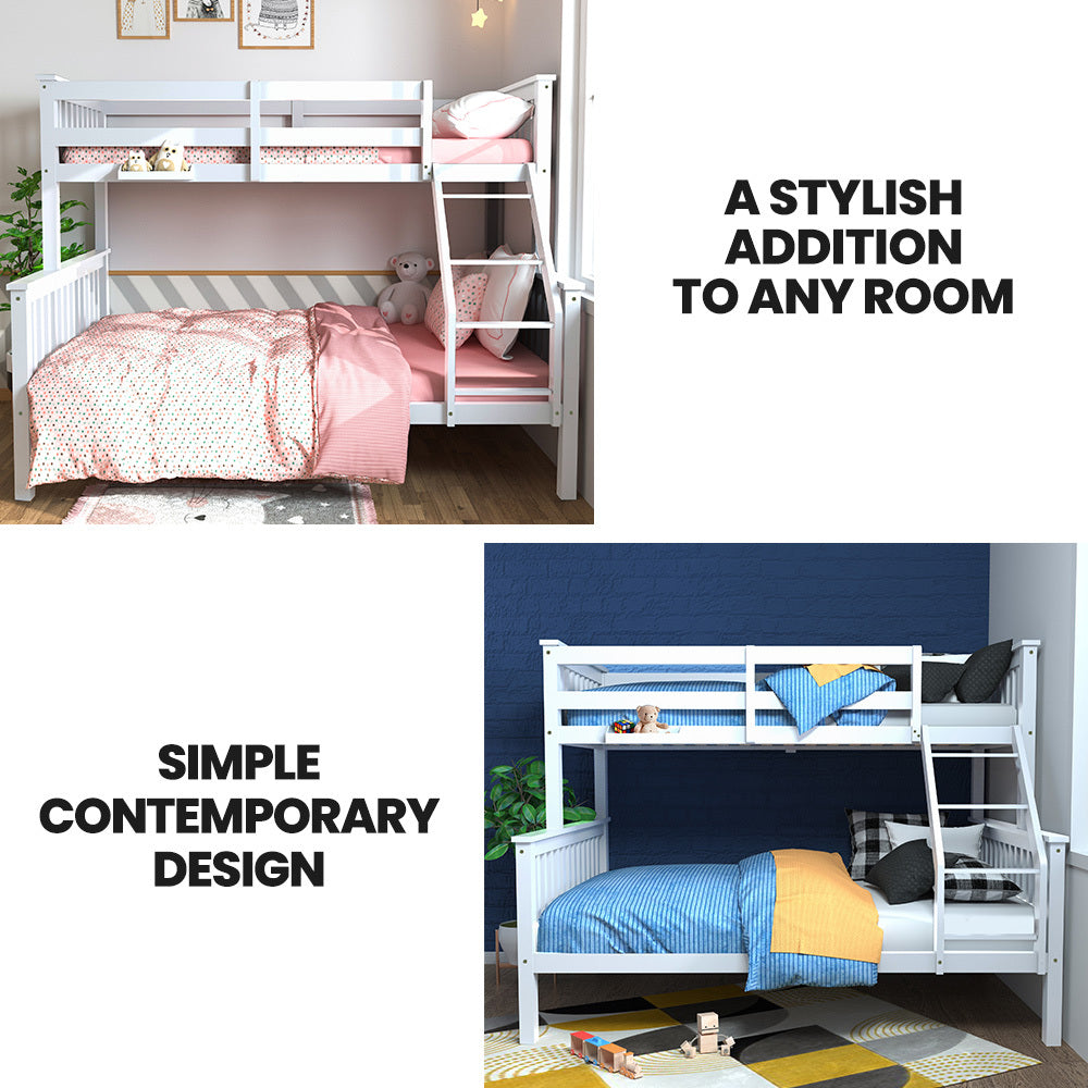 Kingston Slumber Solid Pine Single Over Double Bunk Bed White