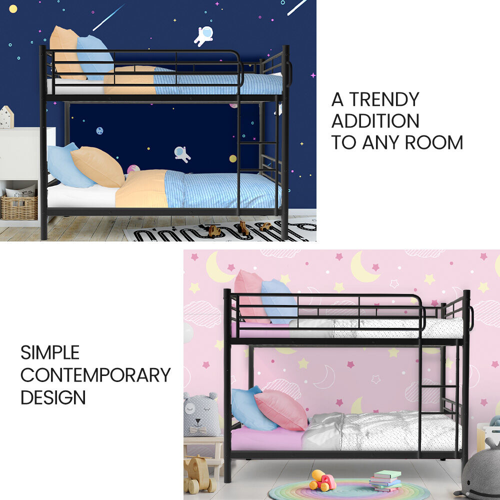 Kingston Slumber 2in1 Single Metal Bunk Bed Grey