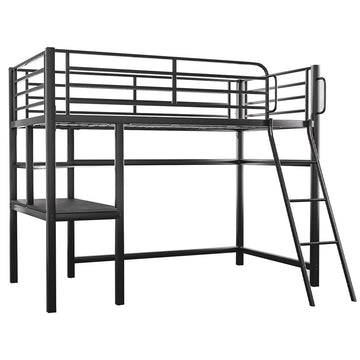 Kingston Slumber Gaming Loft Bed with Desk Metal Frame Dark Grey