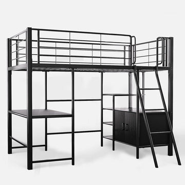 Kingston Slumber Gaming Loft Bed Desk Storage Metal Frame Dark Grey