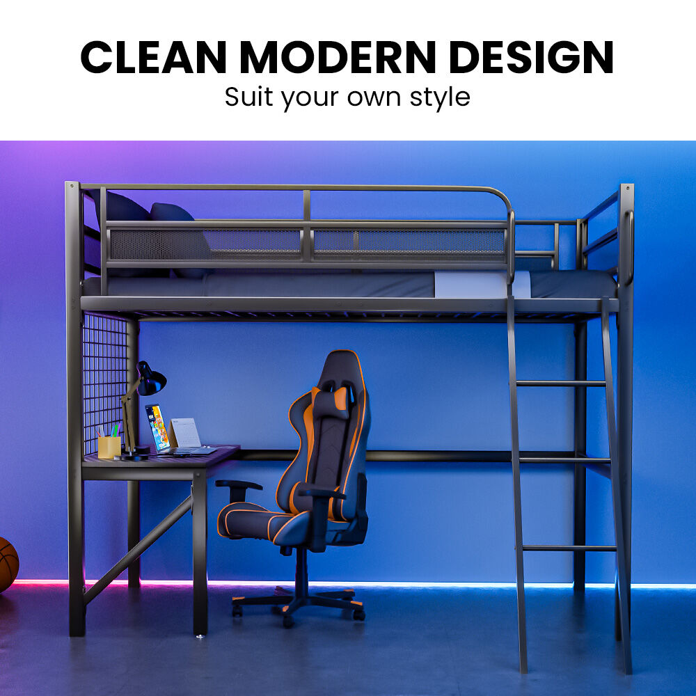Kingston Slumber Gaming Loft Bed Space Saving Metal Frame