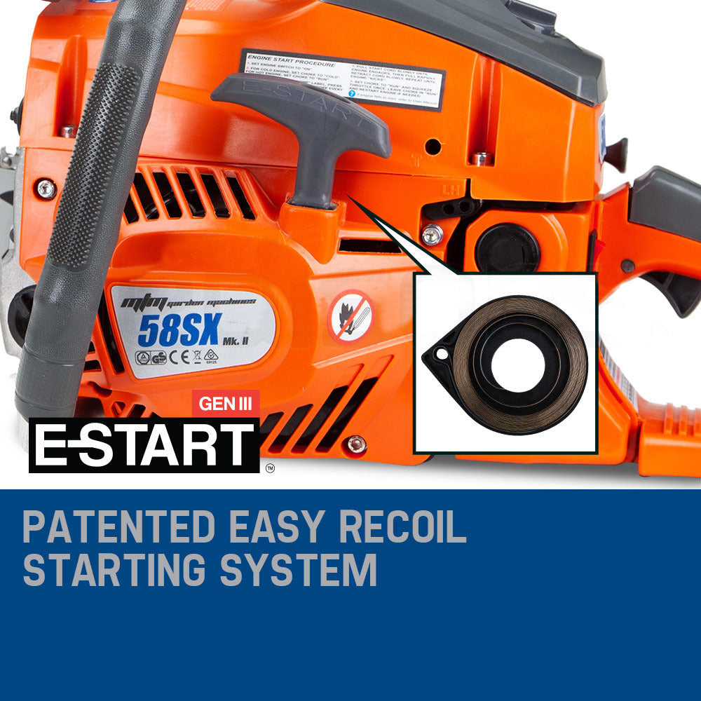 MTM Commercial Chainsaw 20 Bar E-Start 55cc 2-Stroke Petrol
