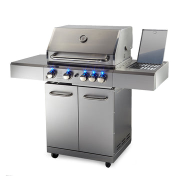 EuroGrille 5 Burner Stainless Steel BBQ with Rotisserie and Wok Burner