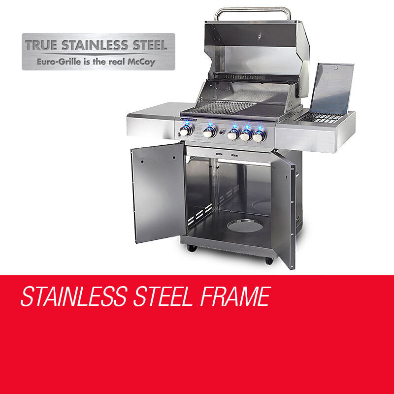 EuroGrille 5 Burner Stainless Steel BBQ with Rotisserie and Wok Burner