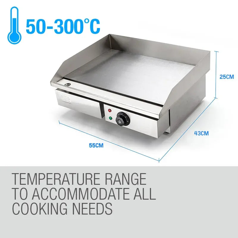 Thermomate Electric Griddle Plate 2400W Commercial BBQ Stainless Steel