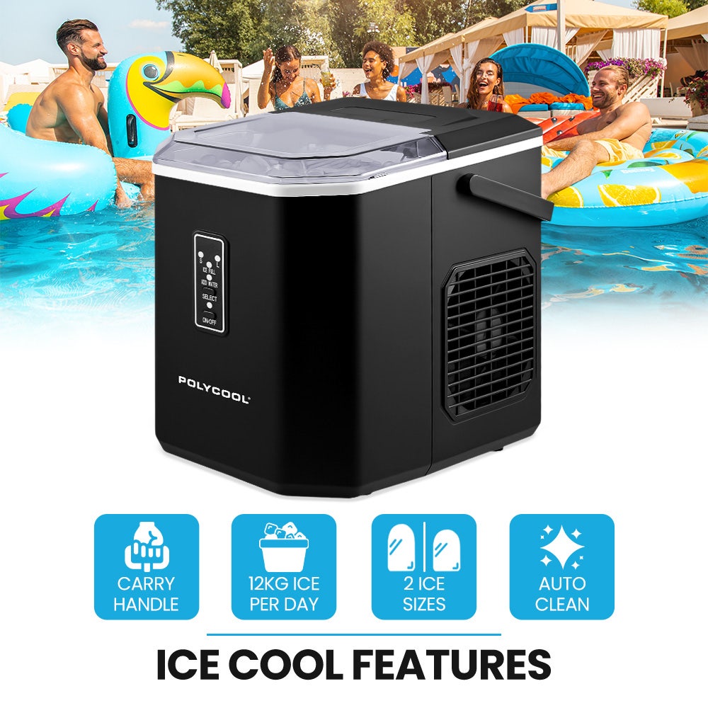 PolyCool Portable Ice Maker 12kg per Day Black