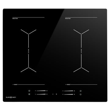 EuroChef 60cm 4 Zone Induction Cooktop 7200W Touch Controls Black