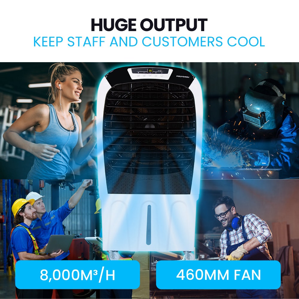 Polycool Evaporative Air Cooler Commercial Grade 450W 80L