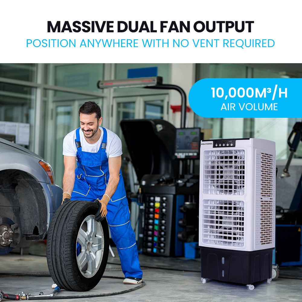 PolyCool 35L Industrial Evaporative Air Cooler 220W with Remote
